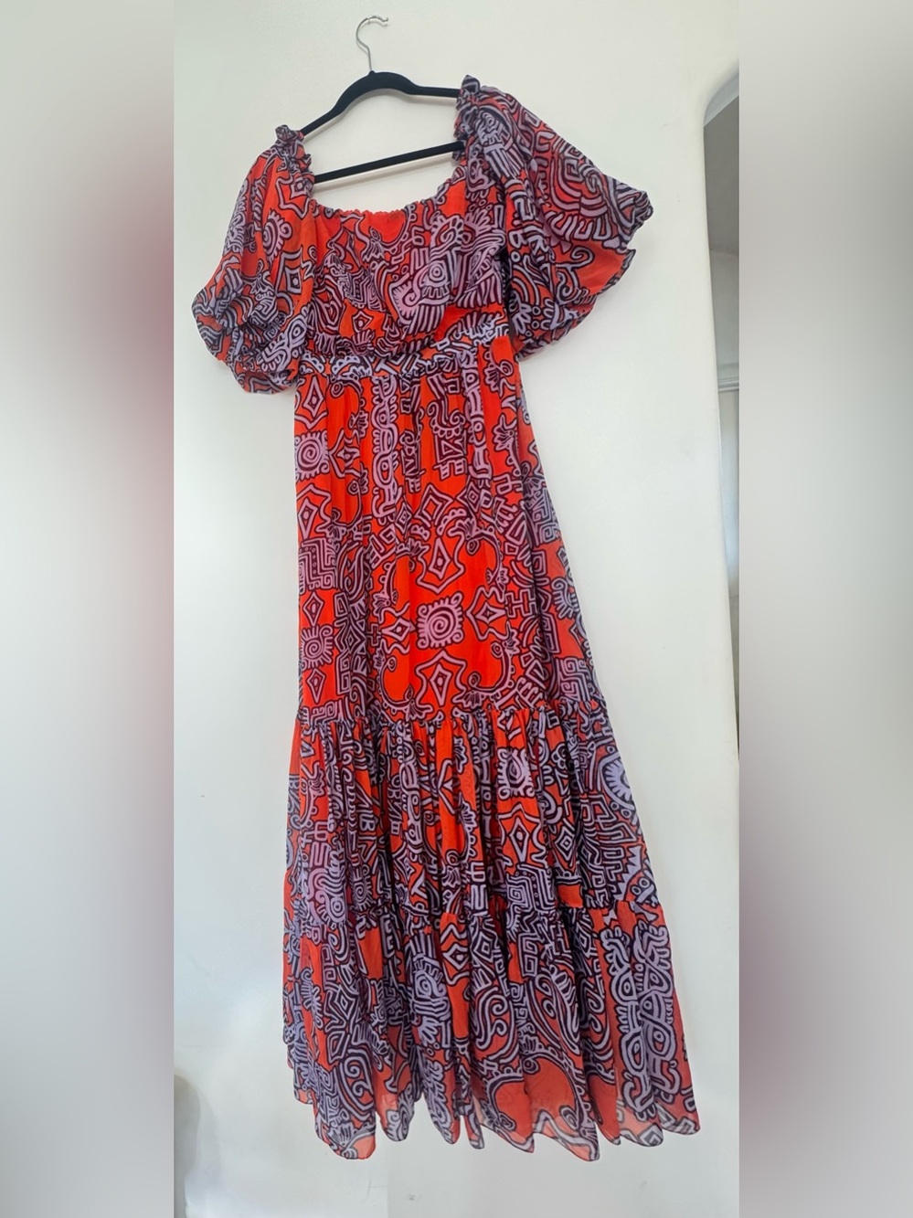 Andres otalora TIKUNA OFF-THE-SHOULDER CHIFFON MAXI DRESS IN PRINT NWT Size M - Picture 8 of 16